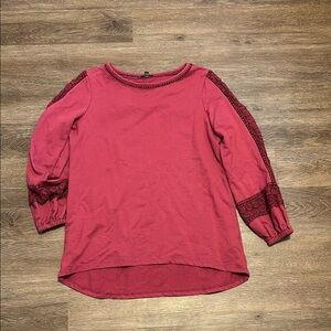 women’s red long sleeve cutout top